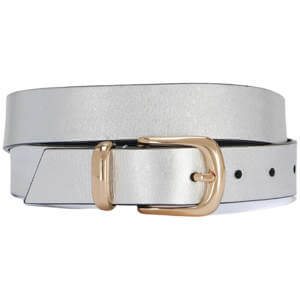 Mint Velvet Silver Metallic Supple Leather Belt